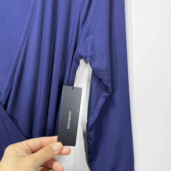 Lulus Maxi Wrap Dress Garden District Blue Stretchy 3/4 Sleeve Style 43153 Large - Picture 13 of 16